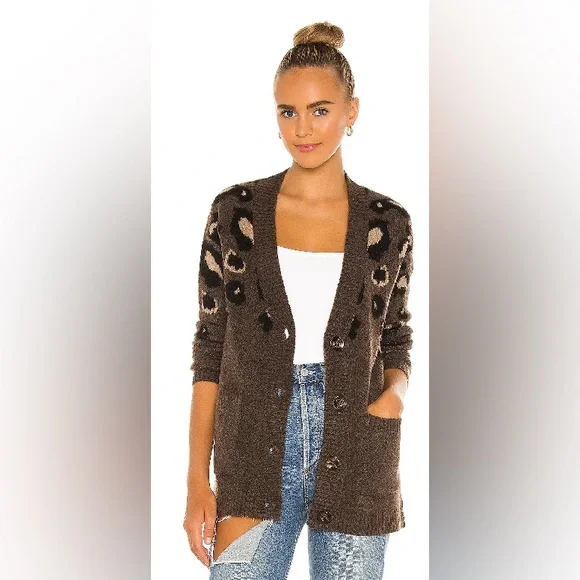 LUSH Women’s Leopard Cheetah Animal Print Cardigan Sweater - Picture 1 of 7